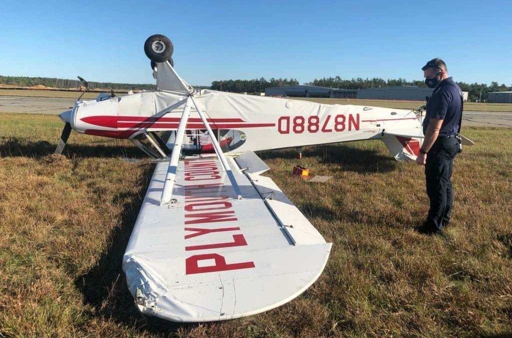 Plymouth: Plane Flips Over and Crashes at Municipal Airport