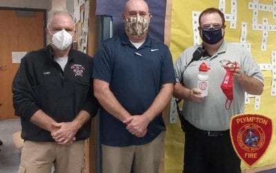 Plympton: Students Get Water Bottles, Masks