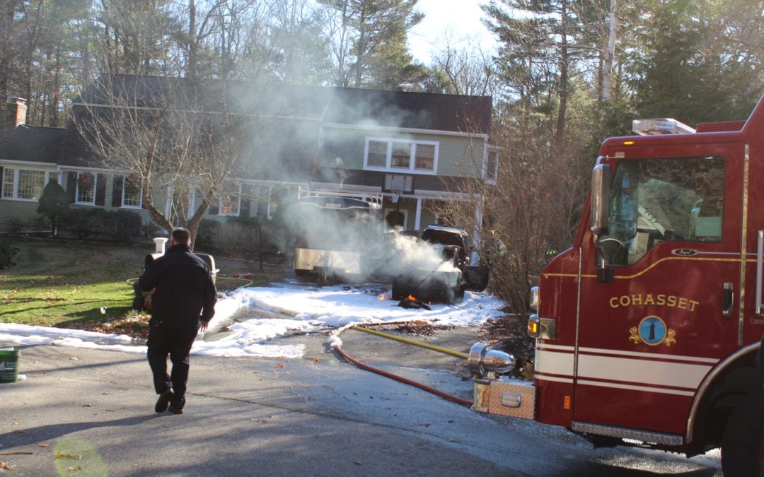 Cohasset Fire Department Douses Vehicle Fire in Front of Home