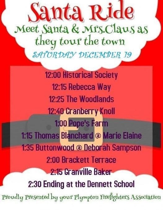 Santa and Mrs. Claus Tour Town of Plympton