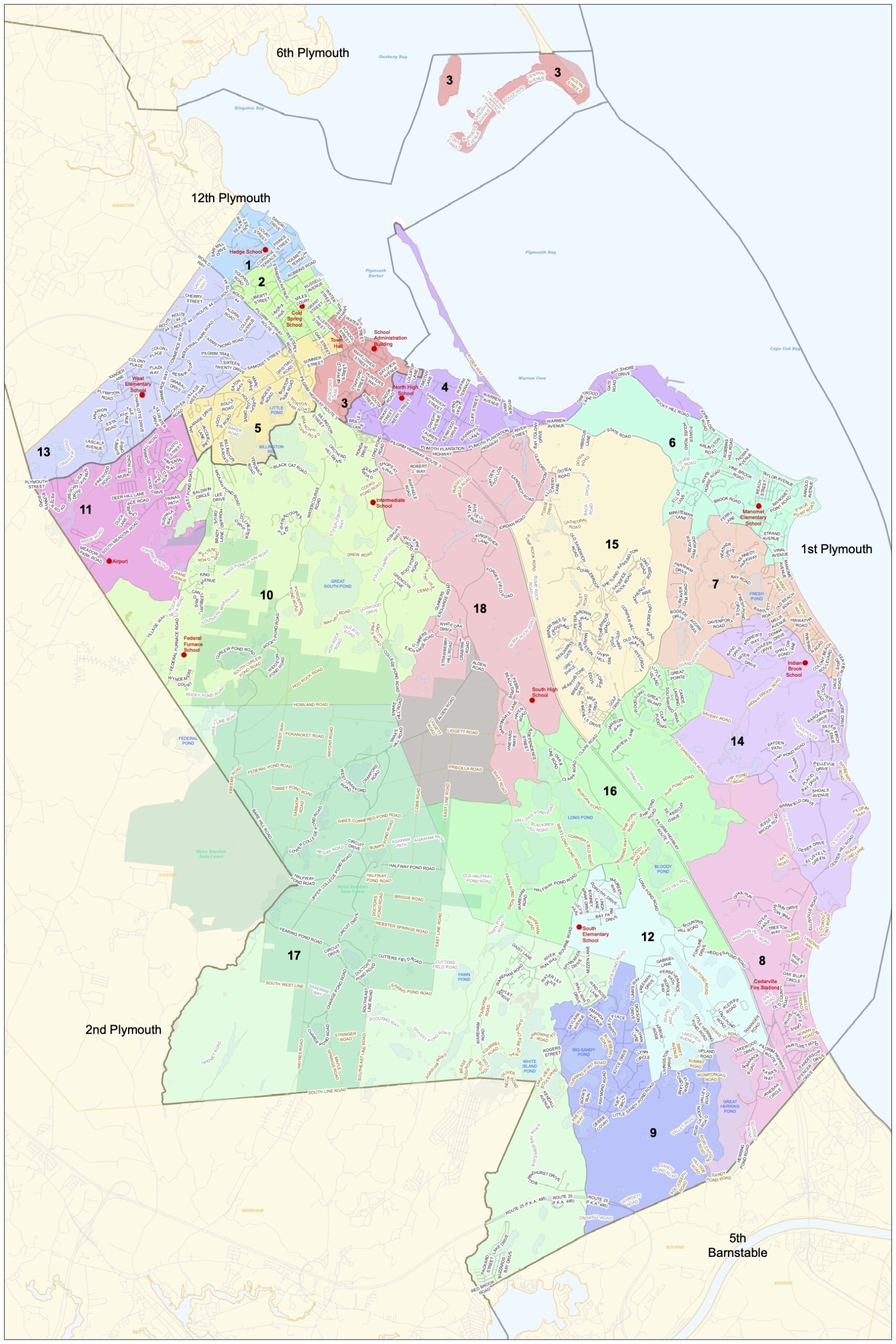 State Approves 18 Precincts For Plymouth WATD 95 9 FM   2 Census Map With Precinct Numbers Scaled 