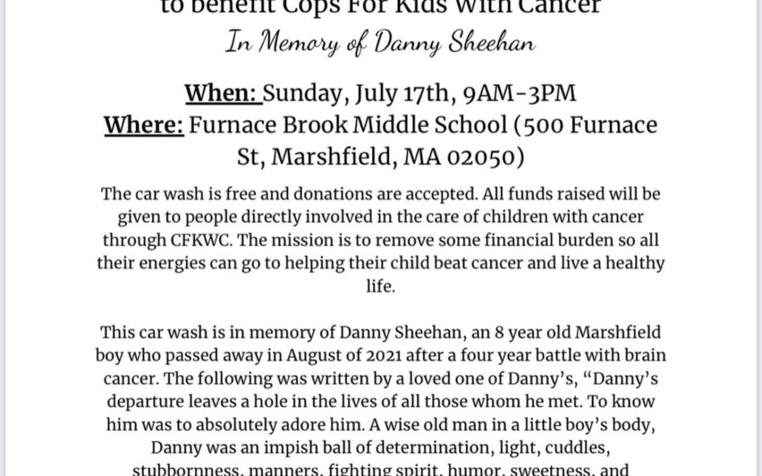 Cops for Kids with Cancer Fundraiser to Be Held Sunday in Marshfield in Memory of Danny Sheehan