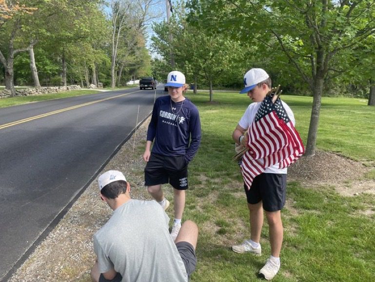 Norwell Baseball Team Lines Main Streets with American Flags for ...