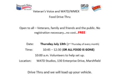 Veterans’ Voice Food Drive Thru Thursday, July 13th at WATD Studios