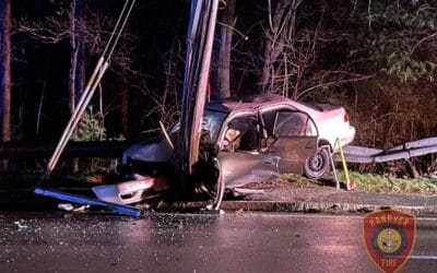 One Injured, Road Closed Following Utility Pole Crash In Hanover