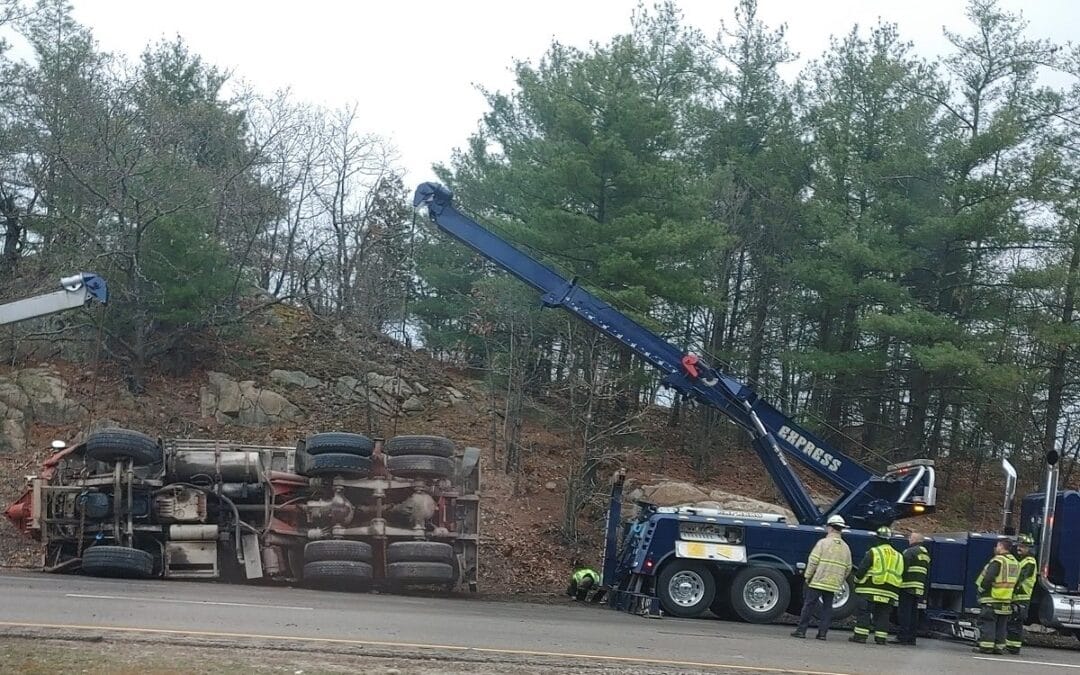 Dump Truck Roll Over Causes Traffic Jam On Route 3