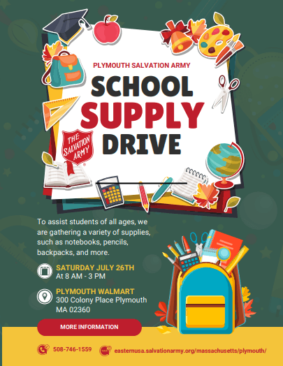 Join WATD’s Larry Nelson and Plymouth Salvation Army for the Annual School Supply Drive